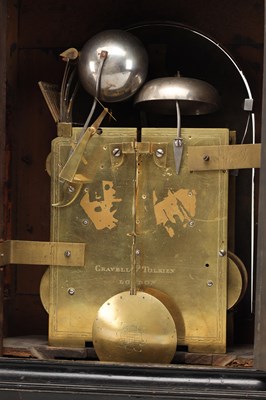 Lot GRAVELL & TOLKEIN, LONDON. A GEORGE III ORMOLU MOUNTED TRIPLE FUSEE QUARTER CHIMING BRACKET CLOCK
