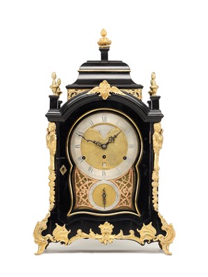 Lot THOMAS LOZANO, LONDON. A GEORGE III ORMOLU MOUNTED TRIPLE FUSEE QUARTER CHIMING BRACKET CLOCK