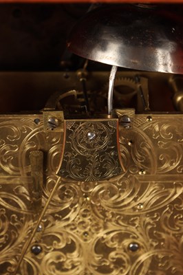 Lot STEPHEN RIMBAULT, LONDON. A MID 18TH CENTURY SCARLET LACQUER CHINOISERIE VERGE BRACKET CLOCK