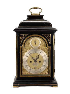 Lot JOHN WILLATS, LONDON, A GEORGE III BRASS INLAID EBONISED VERGE BRACKET CLOCK