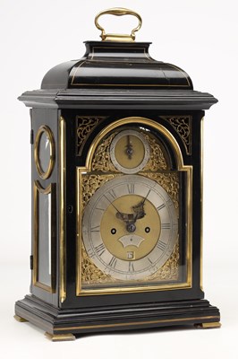 Lot JOHN WILLATS, LONDON, A GEORGE III BRASS INLAID EBONISED VERGE BRACKET CLOCK