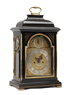 Lot JOHN WILLATS, LONDON, A GEORGE III BRASS INLAID EBONISED VERGE BRACKET CLOCK