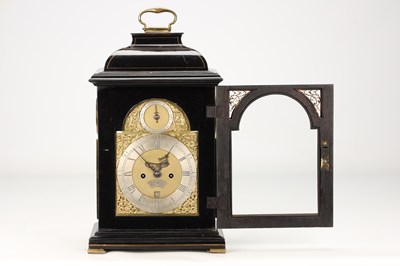 Lot JOHN WILLATS, LONDON, A GEORGE III BRASS INLAID EBONISED VERGE BRACKET CLOCK