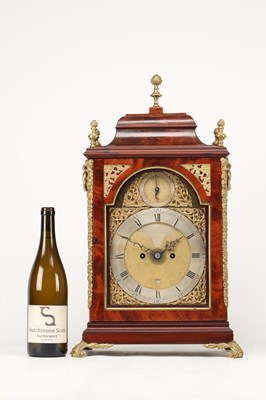 Lot JOHN TAYLOR, LONDON. A GEORGE III ORMOLU MOUNTED FIGURED MAHOGANY VERGE BRACKET CLOCK WITH ALARM