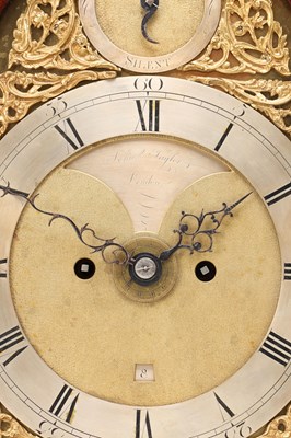 Lot JOHN TAYLOR, LONDON. A GEORGE III ORMOLU MOUNTED FIGURED MAHOGANY VERGE BRACKET CLOCK WITH ALARM