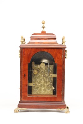 Lot JOHN TAYLOR, LONDON. A GEORGE III ORMOLU MOUNTED FIGURED MAHOGANY VERGE BRACKET CLOCK WITH ALARM