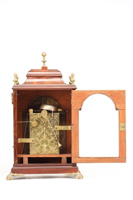 Lot JOHN TAYLOR, LONDON. A GEORGE III ORMOLU MOUNTED FIGURED MAHOGANY VERGE BRACKET CLOCK WITH ALARM