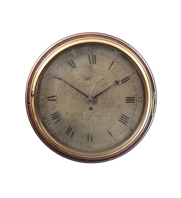 Lot 125 - A GEORGE III MAHOGANY CASED SILVERED DIAL WALL CLOCK