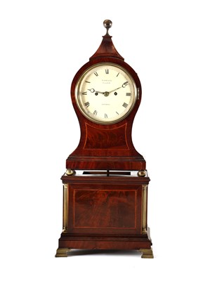 Lot BARRAUD, LONDON. AN UNUSUAL GEORGE III FIGURED MAHOGANY BALLOON SHAPED BRACKET CLOCK ON STAND