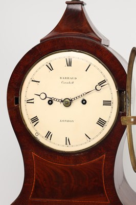 Lot BARRAUD, LONDON. AN UNUSUAL GEORGE III FIGURED MAHOGANY BALLOON SHAPED BRACKET CLOCK ON STAND