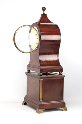 Lot BARRAUD, LONDON. AN UNUSUAL GEORGE III FIGURED MAHOGANY BALLOON SHAPED BRACKET CLOCK ON STAND