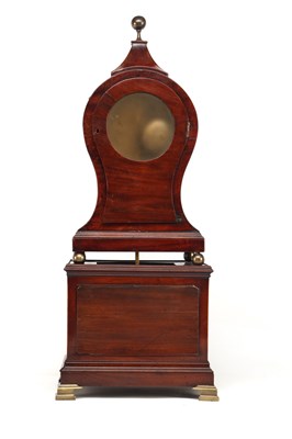 Lot BARRAUD, LONDON. AN UNUSUAL GEORGE III FIGURED MAHOGANY BALLOON SHAPED BRACKET CLOCK ON STAND