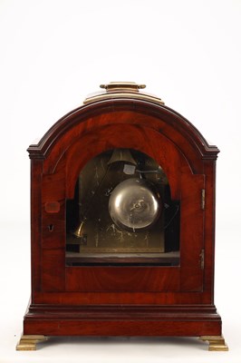 Lot JAMES WARREN, CANTERBURY. A GEORGE III FIGURED MAHOGANY PAD TOP VERGE BRACKET CLOCK
