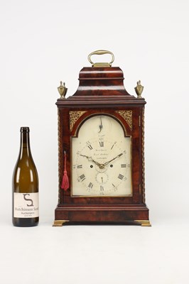 Lot ROBERT BEST, LONDON. A GEORGE III ORMOLU MOUNTED FIGURED MAHOGANY VERGE BRACKET CLOCK WITH ALARM