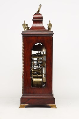 Lot ROBERT BEST, LONDON. A GEORGE III ORMOLU MOUNTED FIGURED MAHOGANY VERGE BRACKET CLOCK WITH ALARM