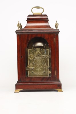Lot ROBERT BEST, LONDON. A GEORGE III ORMOLU MOUNTED FIGURED MAHOGANY VERGE BRACKET CLOCK WITH ALARM