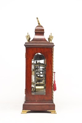 Lot ROBERT BEST, LONDON. A GEORGE III ORMOLU MOUNTED FIGURED MAHOGANY VERGE BRACKET CLOCK WITH ALARM