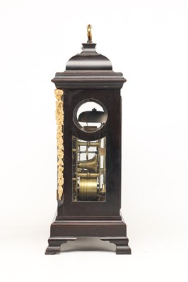 Lot THOMAS HUNTER JR., LONDON. A GEORGE III ORMOLU MOUNTED EBONISED VERGE STRIKING BRACKET CLOCK