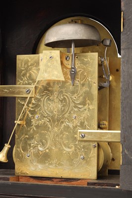 Lot THOMAS HUNTER JR., LONDON. A GEORGE III ORMOLU MOUNTED EBONISED VERGE STRIKING BRACKET CLOCK