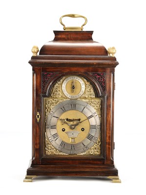 Lot THOMAS CHILTON, LONDON. A GEORGE III FRUITWOOD VERGE STRIKING BELL TOP BRACKET CLOCK