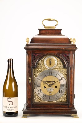 Lot THOMAS CHILTON, LONDON. A GEORGE III FRUITWOOD VERGE STRIKING BELL TOP BRACKET CLOCK