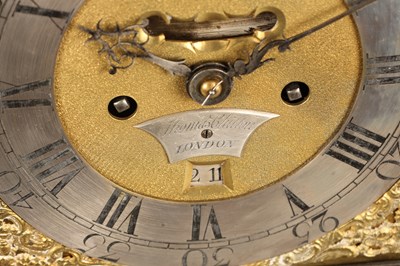 Lot THOMAS CHILTON, LONDON. A GEORGE III FRUITWOOD VERGE STRIKING BELL TOP BRACKET CLOCK