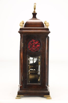 Lot THOMAS CHILTON, LONDON. A GEORGE III FRUITWOOD VERGE STRIKING BELL TOP BRACKET CLOCK