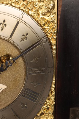 Lot THOMAS LODGE, LONDON. A SMALL GEORGE II FRUITWOOD VERGE PULL QUARTER REPEATING TIMEPIECE BRACKET CLOCK