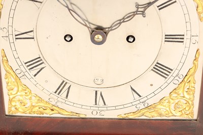 Lot A GEORGE III FIGURED MAHOGANY PAD TOP VERGE BRACKET CLOCK
