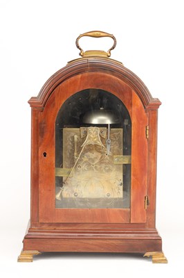 Lot A GEORGE III FIGURED MAHOGANY PAD TOP VERGE BRACKET CLOCK