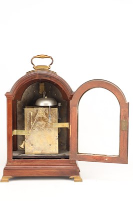 Lot A GEORGE III FIGURED MAHOGANY PAD TOP VERGE BRACKET CLOCK