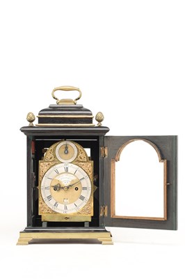 Lot JAMES TREGENT, LONDON. A MINIATURE GEORGE III VERGE DOUBLE FUSEE BRACKET CLOCK IN LATER CASE