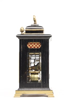 Lot JAMES TREGENT, LONDON. A MINIATURE GEORGE III VERGE DOUBLE FUSEE BRACKET CLOCK IN LATER CASE