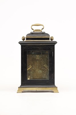 Lot JAMES TREGENT, LONDON. A MINIATURE GEORGE III VERGE DOUBLE FUSEE BRACKET CLOCK IN LATER CASE