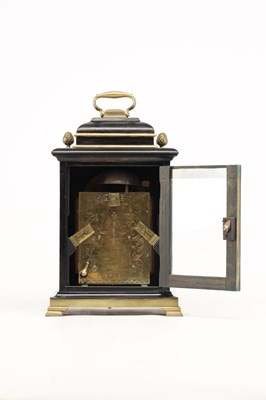 Lot JAMES TREGENT, LONDON. A MINIATURE GEORGE III VERGE DOUBLE FUSEE BRACKET CLOCK IN LATER CASE