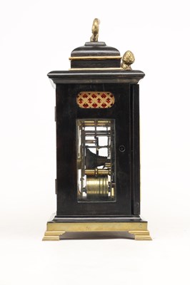 Lot JAMES TREGENT, LONDON. A MINIATURE GEORGE III VERGE DOUBLE FUSEE BRACKET CLOCK IN LATER CASE
