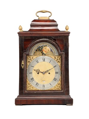 Lot EARDLEY NORTON, LONDON. A GEORGE III FIGURED MAHOGANY VERGE BRACKET CLOCK WITH MOONPHASE