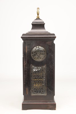Lot JOHN PRATT, LONDON. A GEORGE III EBONISED VERGE STRIKING BRACKET CLOCK