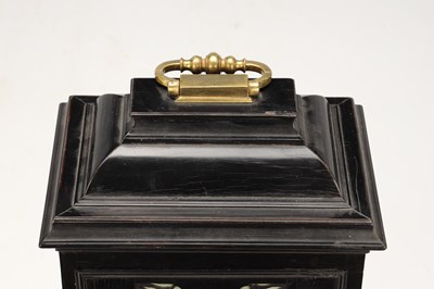 Lot FRANCIS GREGG, LONDON. A SMALL GEORGE II EBONISED PULL QUARTER REPEATING VERGE BRACKET CLOCK