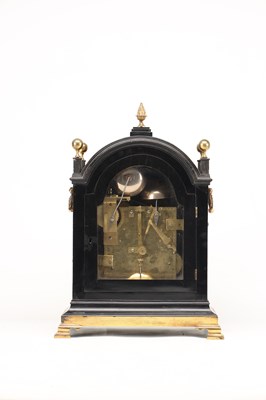 Lot KENTISH & HAYNES, LONDON. A GEORGE III EBONISED TRIPLE FUSEE MUSICAL BRACKET CLOCK CHIMING ON FOURTEEN BELLS