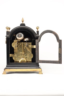 Lot KENTISH & HAYNES, LONDON. A GEORGE III EBONISED TRIPLE FUSEE MUSICAL BRACKET CLOCK CHIMING ON FOURTEEN BELLS