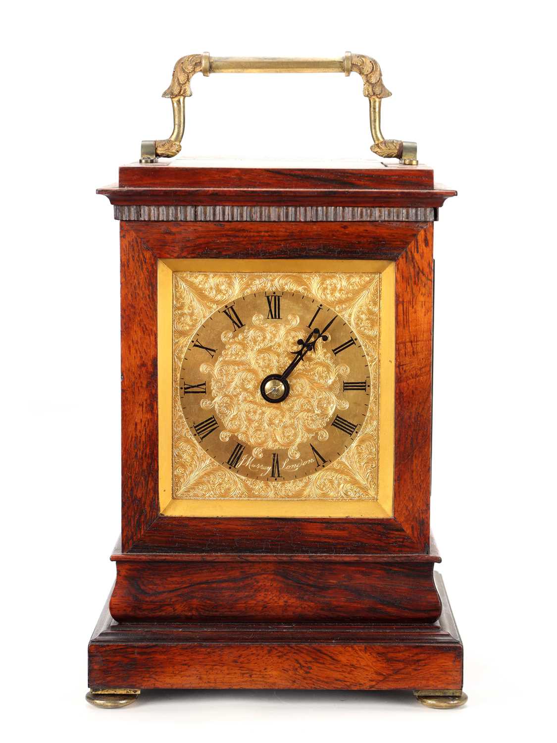 Lot 201 - JAMES MURRAY, LONDON. A REGENCY ROSEWOOD FOUR-GLASS LIBRARY CLOCK