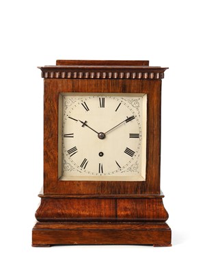 Lot JOHN MOORE & SONS, LONDON. A LATE REGENCY ROSEWOOD FOUR-GLASS FUSEE LIBRARY CLOCK