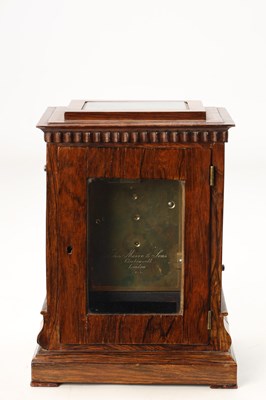 Lot JOHN MOORE & SONS, LONDON. A LATE REGENCY ROSEWOOD FOUR-GLASS FUSEE LIBRARY CLOCK