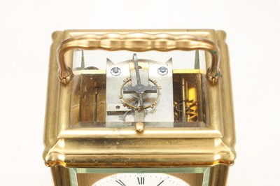 Lot LEPINE, PARIS. A FRENCH GILT BRASS GORGE CASED GRAND SONNERIE REPEATING CARRIAGE CLOCK WITH ALARM