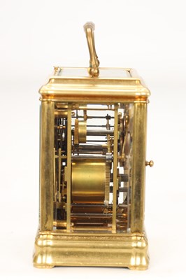 Lot LEPINE, PARIS. A FRENCH GILT BRASS GORGE CASED GRAND SONNERIE REPEATING CARRIAGE CLOCK WITH ALARM