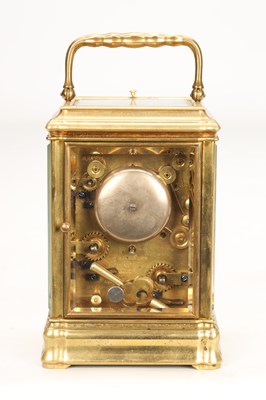 Lot LEPINE, PARIS. A FRENCH GILT BRASS GORGE CASED GRAND SONNERIE REPEATING CARRIAGE CLOCK WITH ALARM