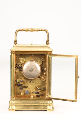 Lot LEPINE, PARIS. A FRENCH GILT BRASS GORGE CASED GRAND SONNERIE REPEATING CARRIAGE CLOCK WITH ALARM
