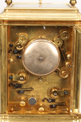 Lot LEPINE, PARIS. A FRENCH GILT BRASS GORGE CASED GRAND SONNERIE REPEATING CARRIAGE CLOCK WITH ALARM