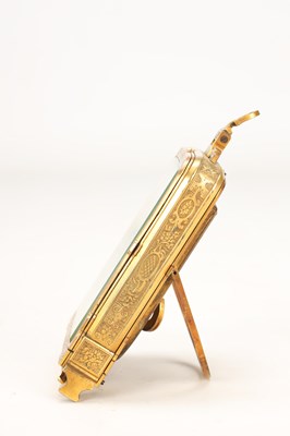 Lot ATT. THOMAS COLE, LONDON A MID 19TH CENTURY GILT BRASS ENGRAVED STRUT CLOCK RETAILED BY C.F. HANCOCK, LONDON